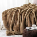BATTILO HOME Luxury Camel Faux Fur Throw Blanket, Soft Cozy Warm Mink Fur Blanket for Bed, Home Decor, Large Striped Fur Blankets and Throws Faux, 60"x80" by CozyNest Decor