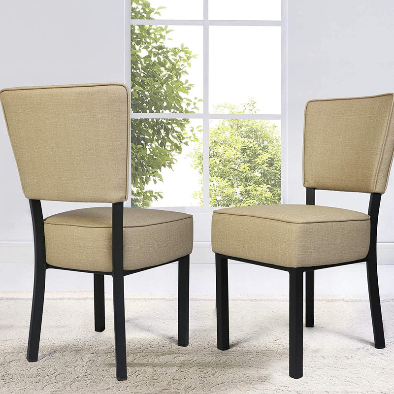 Set of 2 Classic Dining Chair, Modern Style Family Leisure Chair with Stainless Steel Legs, PU Leather Mid Back Side Chair