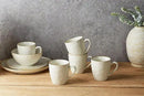 famiware Coffee Mugs Set of 4, Ocean Round 11.5oz Coffee Cup Set with Handle for Cocoa, Milk, Hot Chocolate, Tea or Water, Stoneware Cups for Kitchen, Microwave Dishwasher Safe, Vanilla White by CozyNest Decor