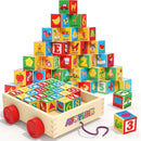 Atoylink ABC Wooden Building Blocks for Toddlers 1-3, 30 Pcs Alphabet & Number Stacking Toys with Storage Pull Toy Car Learning & Education Montessori Toys for 1 2 3 Year Old Baby Boy Girl Gifts by TinyTreasures Baby Boutique