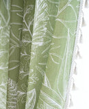 Sutuo Home Boho Curtain 84 Inches Length for Bedroom, Printed Cotton Linen Rod Pocket Rustic Farmhouse Bohemian Tassels Window Treatment, 1 Panel 59" W x 84" L, Green Tropical Leaves by CozyNest Decor
