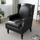 Accent Chair, Faux Leather High Back Armchair or Living Room, Comfy Upholstered Single Sofa Reading Chair with Solid Wood Legs for Office, Bedroom, Waiting Room-Black by CozyNest Decor