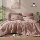 Monbix Queen Comforter Set - 7 Pieces Dusty Pink Cationic Dyeing Bed in a Bag Queen Bedding Sets with Sheets, Pillowcases & Shams, Reversible Bedding Comforters by CozyNest Decor