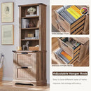 RedLemon Bookcase with 2 File Drawers, 72" Tall Farmhouse Bookshelf with Storage and Adjustable Shelves, 4 Tier Rustic Wood Bookshelf with Cabinet for Home Office, Living Room (Rustic Natural Oak) by CozyNest Decor