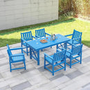 7 Pieces HDPE Outdoor Dining Set, Patio Dining Set with Umbrella Hole, All Weather Outdoor Dining Table Sets for 6, HDPE Patio Furniture Sets for Deck, Backyard, Lawn, and Poolside, Sky Blue by CozyNest Decor