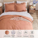 King Comforter Set - 7 Pieces Ruffle Autumn Leaf Bedding Sets, Shabby Chic Farmhouse Bed in a Bag King with Ruffle Comforter, Floral Sheets, Pillowcases & Shams by CozyNest Decor