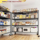 REIBII 55.5''W Storage Shelves 2500LBS Wire Shelving Unit with Wheels Heavy Duty Metal Shelves for Storage Adjustable Garage Storage Rack Pantry Shelf Kitchen Shelving, 75.6" H X 55.5''W X 24" D, 3PCS by CozyNest Decor