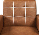 Yaheetech Mid-Century Accent Chairs, PU Leather Modern Upholstered Living Room Chair, Cozy Armchair Button Tufted Back and Wood Legs for Bedroom/Office/Cafe, Retro Brown by CozyNest Decor