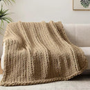Chunky Knit Throw Blanket, 40''*50'' Knitted Throw Chenille Yarn for Bed Couch, Handmade Light Brown Crochet Big Thick Blanket, Machine Washable Cute Comfy Blanket for Home Decor by CozyNest Decor