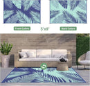 GENIMO Outdoor Rug 5' x 8' Waterproof for Patios Clearance, Reversible Outdoor Plastic Straw Camping Rug Carpet, Large Area Rugs Mats for RV, Camper, Deck, Balcony, Porch, Beach, Royal Blue&Blue Green by CozyNest Decor