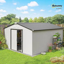 Outsunny 11' x 13' Outdoor Storage Shed, Garden Tool Metal Shed with Foundation Kit, Double Lockable Door, Air Vents and Sloping Roof, for Backyard, Patio, Lawn, White by GreenHaven Gardens