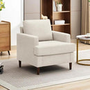 Mid-Century Accent Chair,Modern Linen Fabric Armchair for Living Room,Comfy Upholstered Reading Accent Chairs for Bedroom,Single Sofa Chair with Wood Legs (Beige, 1 Pack) by CozyNest Decor
