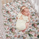 Brandream French Country Garden Floral Crib Bedding Sets for Girls Baby Nursery Bedding Set 3 Piece Ruffled Baby Quilt, Crib Sheet, Crib Skirt - White Blush Pink Green by TinyTreasures Baby Boutique