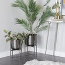 CosmoLiving by Cosmopolitan Metal Indoor Outdoor Planter Large Planter Pot with Removable Stand, Set of 2 Planters 19", 17"H, Black by GreenHaven Gardens