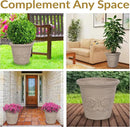 Sunnydaze 19.5-Inch Arabella Large Plant Pot - Polyresin Round Outdoor Planter with Drillable Drainage Holes - Beige by CozyNest Decor