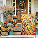 Louise Maelys Welcome Fall Garden Flag 12x18 Double Sided, Small Burlap Autumn Maple Tree Birds Thanksgiving Outside Outdoor House Yard Decor by GreenHaven Gardens
