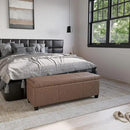 BELLEZE 47 Inch Storage Ottoman, Faux Leather Storage Bench Bedroom Bench with Safety Close Hinge, Ottoman with Storage for Living Room, Entryway, Hallway, Foot Rest, Support 300lbs - Rustic Brown by CozyNest Decor