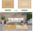 GENIMO 6' x 9' Outdoor Rug Waterproof for Patio Decor, Foldable Reversible Plastic Straw Area Rugs Mat for Camper, Outside Carpet for Rv, Deck, Porch, Picnic, Beach, Balcony, Brown & Beige by CozyNest Decor
