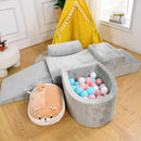 Foam Climbing Blocks for Toddlers 1-3 - Baby Climb and Crawl Activity Playset - Indoor Activity Play Structure for Toddlers - Foam Soft Play Set for Babies - Balls NOT Included - Gray by TinyTreasures Baby Boutique