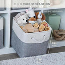OrganiHaus 11x11 Cube Storage Bins 4 Pack, Foldable Cube Storage Organizer w/ Rope Handles, Collapsible Fabric Bins for Toys, Clothes & Closet Organization, Fabric Square Baskets - Gray by CozyNest Decor