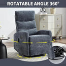 Manual Swivel Rocker Recliner Chair for Adults, Overstuffed Reclining Glider Chair for Nursing with Vibration Massage & Heat, Living Room Rocking Recliner 3-Stage backrest, Chenille Fabric Blue by CozyNest Decor