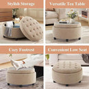 COLAMY Fabric Round Storage Ottoman with Reversible Tray Lid – Multi-Functional Footrest, Hidden Storage, Sturdy & Stylish Small Coffee Table for Living Room, Bedroom, or Entryway(Camel) by CozyNest Decor