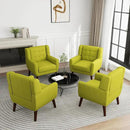 UIXE Accent Chair, Modern Upholstered Armchair in Fabric for Living Room, Comfy Club Arm Chairs Single Sofa Button Tufted Bedroom Reading Seat - Green, Set of 4 by CozyNest Decor