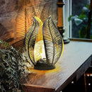 Solar Garden Lights Waterproof Decorations,Crackle Globe Glass,Metal Palm Leaf Solar Lights for Outdoor Decor On Garden,Patio,Yard,Front Porch,Tabletop Lamp-Perfect Gifts by GreenHaven Gardens