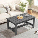 SERWALL Outdoor Coffee Table, HDPE Patio Coffee Table for Outside, Grey by CozyNest Decor