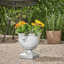 Christopher Knight Home Jorine Light Concrete Planter, Patio Planter, Large Garden Pot, Mid-Centry Gadern Urn, Lionhead Accent Plant Pot, Flower Urn with Drainage Hole for Backyard Home, Antique White by CozyNest Decor