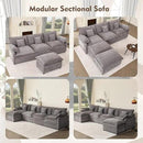 142.5" U Shaped Couch, Modular Sectional Sofa, 3-Seater Comfy Cloud Couch with Movable Ottoman, Deep Seat Couches for Living Room, Chenille, Slate by CozyNest Decor