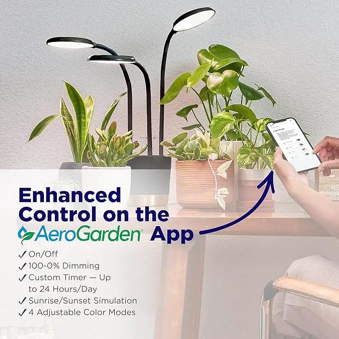 AeroGarden Trio Grow Light for Indoor Plants, Grow Live Plants Anywhere in The Home, Adjustable Light Modes, Black, photo 5 of 9