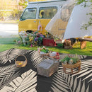 GENIMO Outdoor Rug 10' x 14' Waterproof for Patios Clearance, Reversible Outdoor Plastic Straw Camping Rug Carpet, Large Area Rugs Mats for RV, Camper, Deck, Balcony, Porch, Beach, Picnic, Black&Beige by CozyNest Decor