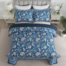 NEWLAKE Quilt Set Queen Size, Bedspread Sets Blue Botanical Floral Patterns, Reversible Quilt Bedding Set Lightweight and Breathable for All Seasons, Soft Quilted Bedspread with 2 Pillow Shams by CozyNest Decor