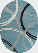 Rugshop Modern Wavy Circles Design Oval Area Rug 5' x 7' Blue by TinyTreasures Baby Boutique