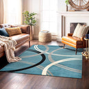 Rugshop Modern Wavy Circles Design Square Area Rug 6'6" x 6'6" Blue by TinyTreasures Baby Boutique