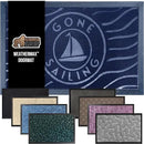 GORILLA GRIP 100% Waterproof All-Season WeatherMax Doormat 35x23, US Designed Natural Rubber, Stain and Fade Resistant, Low Profile Indoor Outdoor Door Mats, Easy Clean Patio Mat, Blue Sailing by CozyNest Decor
