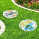 Garden Stepping Stones Set of 2 Butterfly Outdoor Garden Decor 10 inch Round Decorative Stones Pavers for Garden Walkway Landscaping, Hummingbird Gifts (N6-YYD334) by CozyNest Decor