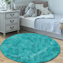 4FT Round Rug for Bedroom: Fluffy Shag Soft Washable Rugs Circle Small Fuzzy Plush Indoor Carpet for Living Room Nursery Playroom Dorm Kids Girls Boys Room (Teal Blue, 4'x4') by TinyTreasures Baby Boutique