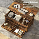 Rolanstar Coffee Table, Lift Top Coffee Table with Drawers and Hidden Compartment, Retro Central Table with Wooden Lift Tabletop, for Living Room,Rustic Brown by CozyNest Decor