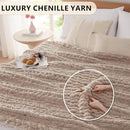 L'AGRATY Chunky Knit Blanket Throw: 72''x84'' Chenille Chunky Knitted Throw Blankets for Bed Couch - Handmade Thick Big Cable Knit Blanket - Large Crochet Rope Blankets for Home Decor(Light Taupe) by CozyNest Decor