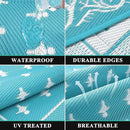 Pauwer Waterproof Outdoor Rug 6x9, Reversible Plastic Straw Patio Camping Rug, Indoor Outdoor RV Mat Carpet for Deck, Camper, Porch, Balcony, Backyard, Picnic, Bordered Teal by GreenHaven Gardens