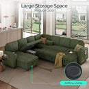 LINSY HOME Sectional Sleeper Sofa with Pull Out Couch Bed - Convertible Plush Corduroy Cloud Couch with Storage Chaise & USB Charging, Comfy Modular Couches for Living Room, Green by CozyNest Decor