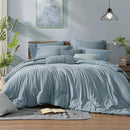 Monbix Queen Comforter Set - 7 Pieces Dusty Blue Cationic Dyeing Bed in a Bag Queen Bedding Sets with Sheets, Pillowcases & Shams, Reversible Bedding Comforters by CozyNest Decor