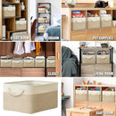 SIMPLE HOUSEWARE Large Fabric Storage Bin, 15.7" x 12" with Braided Handles, 3 Pack, Beige by CozyNest Decor