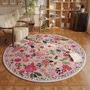 Round Rug 6ft Washable Circle Rug Non Slip Low Pile Boho Floral Small Circular Rug for Bedroom, Bathroom, Entryway, Kids Room, Office, College Dorm(Pink) by CozyNest Decor