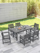 7 Pieces HDPE Outdoor Dining Set, Patio Dining Set with Umbrella Hole, All Weather Outdoor Dining Table Sets for 6, HDPE Patio Furniture Sets for Deck, Backyard, Lawn, and Poolside, Smoke Gray by CozyNest Decor