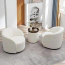 KINWELL 34" W Swivel Barrel Chair Set of 2, Mid Century Modern Round Upholstered Boucle Swivel Accent Chairs, No Assembly Sofa Chair for Living Room Bedroom Reading, Cream by CozyNest Decor