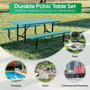 6FT Metal Picnic Tables for Outdoors, Commercial Rectangular Picnic Table and Bench Set for Outside, Patio, Garden, Backyard, Porch, Surface Mount, Green by GreenHaven Gardens