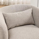 KINWELL 34" Wide Boucle Swivel Barrel Chairs Set of 2, No Assembly Round Upholstered Armchairs Accent Chairs Single Sofa Chair with Toss Pillow for Living Room and Bedroom, Taupe by CozyNest Decor